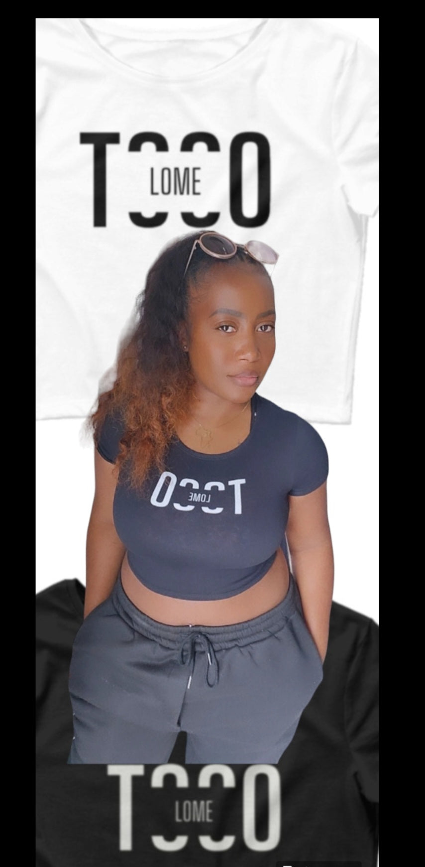 Crop top Togo existe en noir et blanc